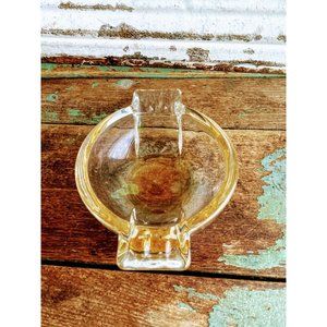Vintage MCM Amber Art Glass Ash Tray